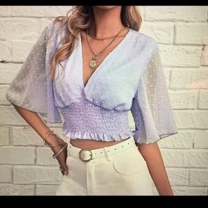 SheIn polkadot mesh crop top